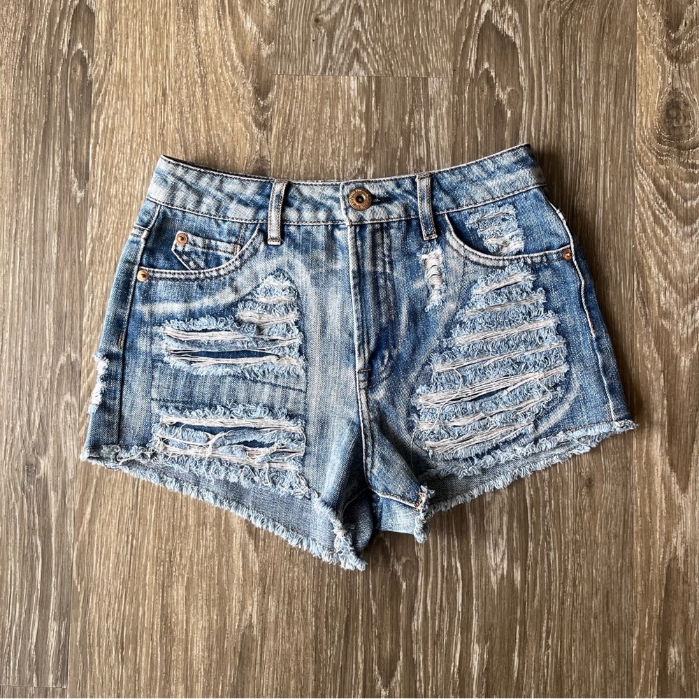 Highway Jeans - High Waisted Ripped Shorts